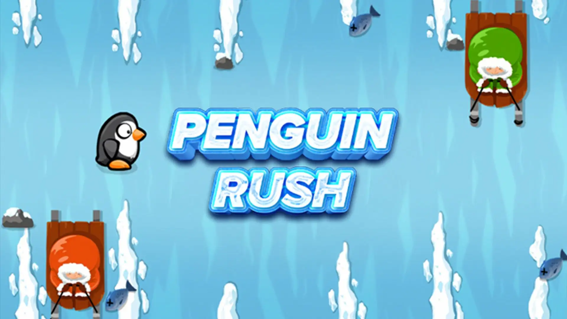 Aventura congelada: guía al pingüino hacia los multiplicadores Pingüino deslizándose sobre el hielo en Penguin Rush